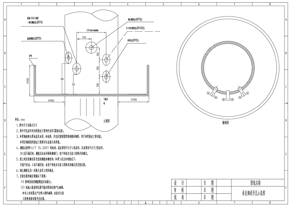 平臺(tái)安裝法蘭開孔示意圖